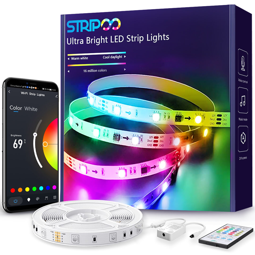 Color Changeable RGBIC Wireless LED Strip Lights - Stripoo
